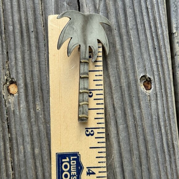 Vintage 925 Sterling Silver Palm Tree Brooch Pin Pendant - Picture 8 of 9